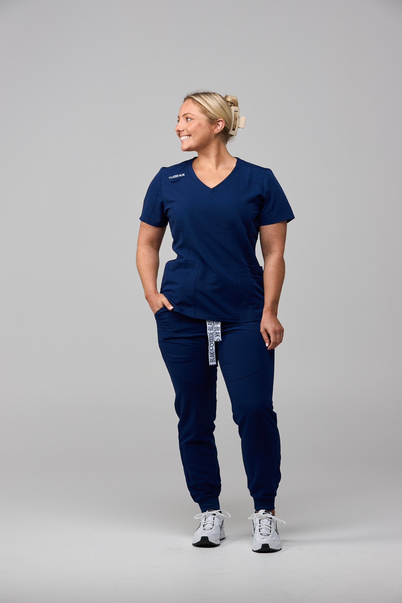 LuxeFlex™ Cuffed Scrub Pants – Women's Nursing Scrubs | Navy Blue
