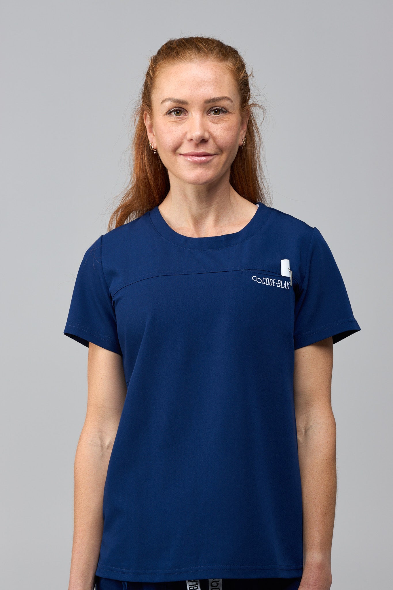 LuxeFlex™ Crew-Neck Scrub Top – Women's Nursing Scrubs | Navy Blue