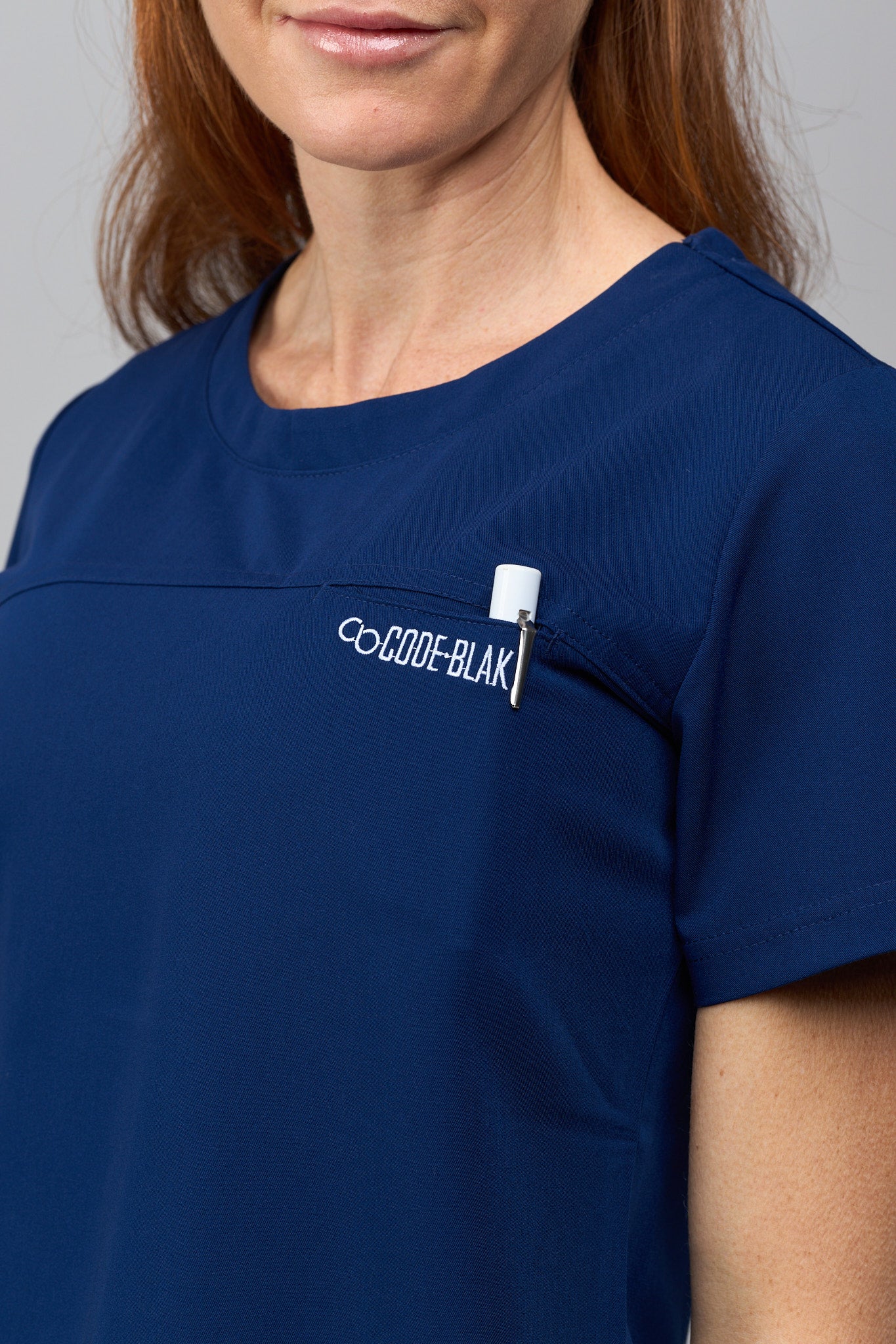 LuxeFlex™ Crew-Neck Scrub Top – Women's Nursing Scrubs | Navy Blue