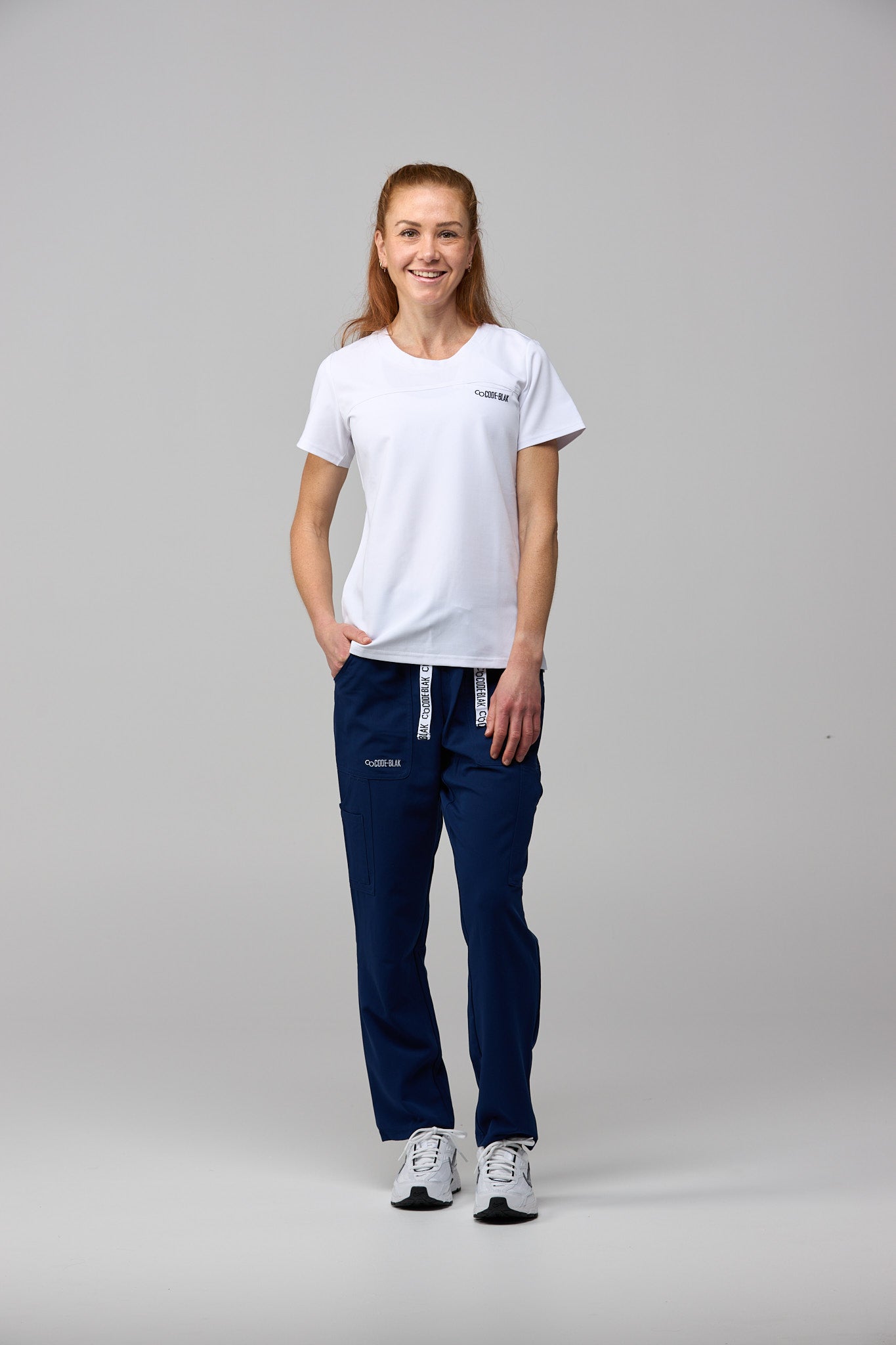 LuxeFlex™ Crew-Neck Scrub Top – Women's Nursing Scrubs | White