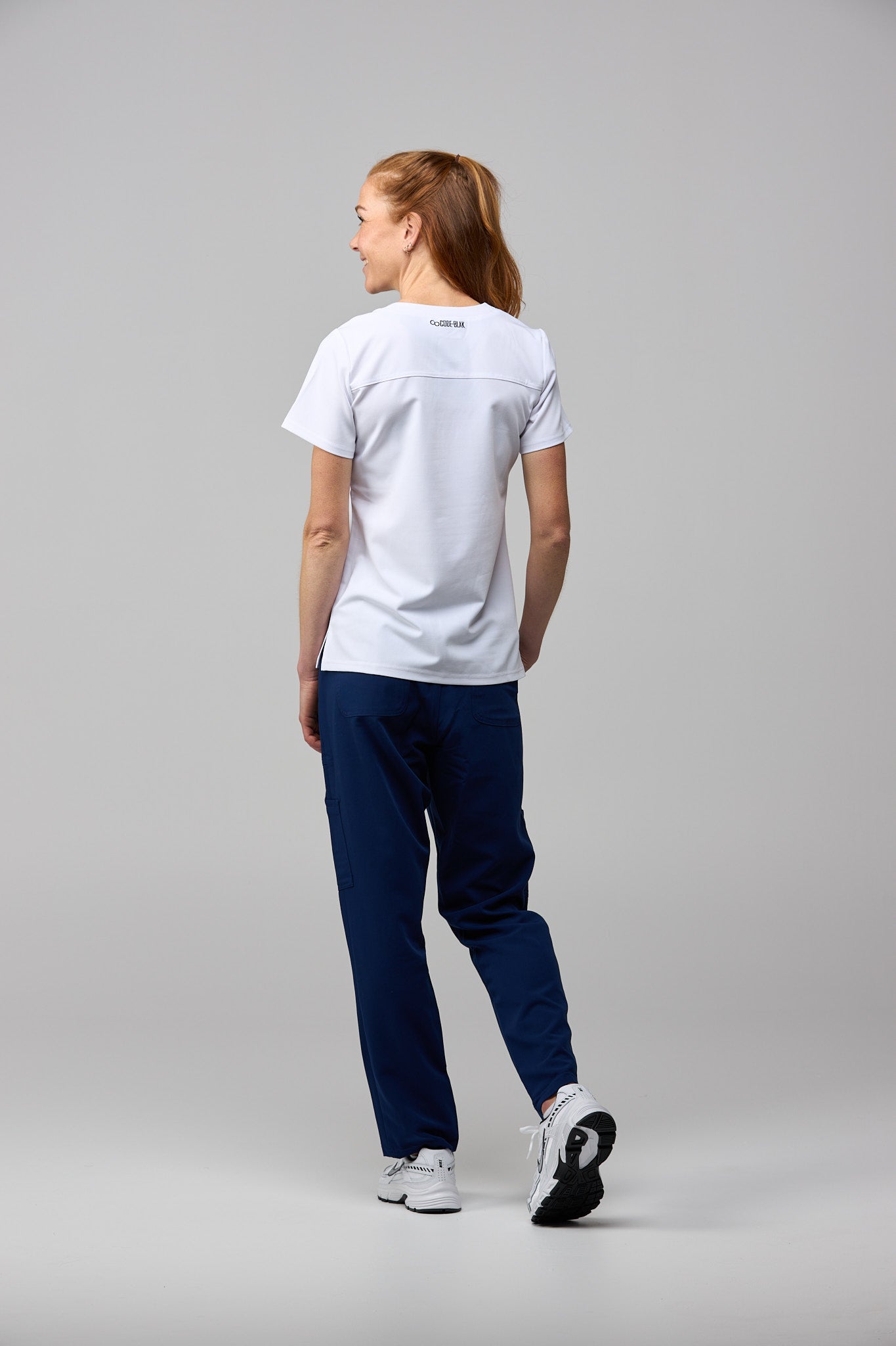 LuxeFlex™ Crew-Neck Scrub Top – Women's Nursing Scrubs | White