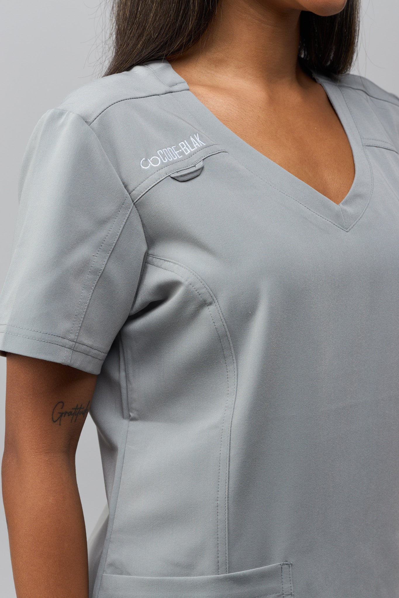 LuxeFlex™ V-Neck Scrub Top – Women's Nursing Scrubs | Grey