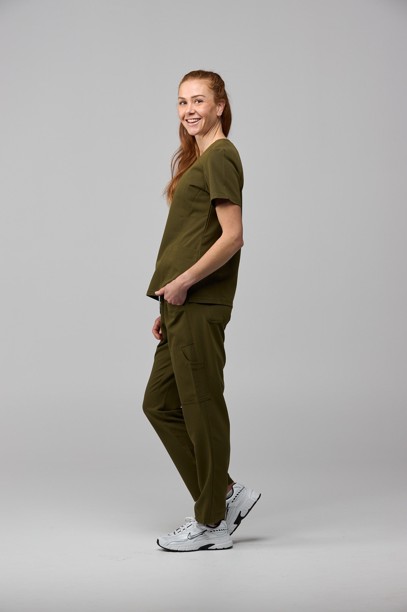 LuxeFlex™ V-Neck Scrub Top – Women's Nursing Scrubs | Olive