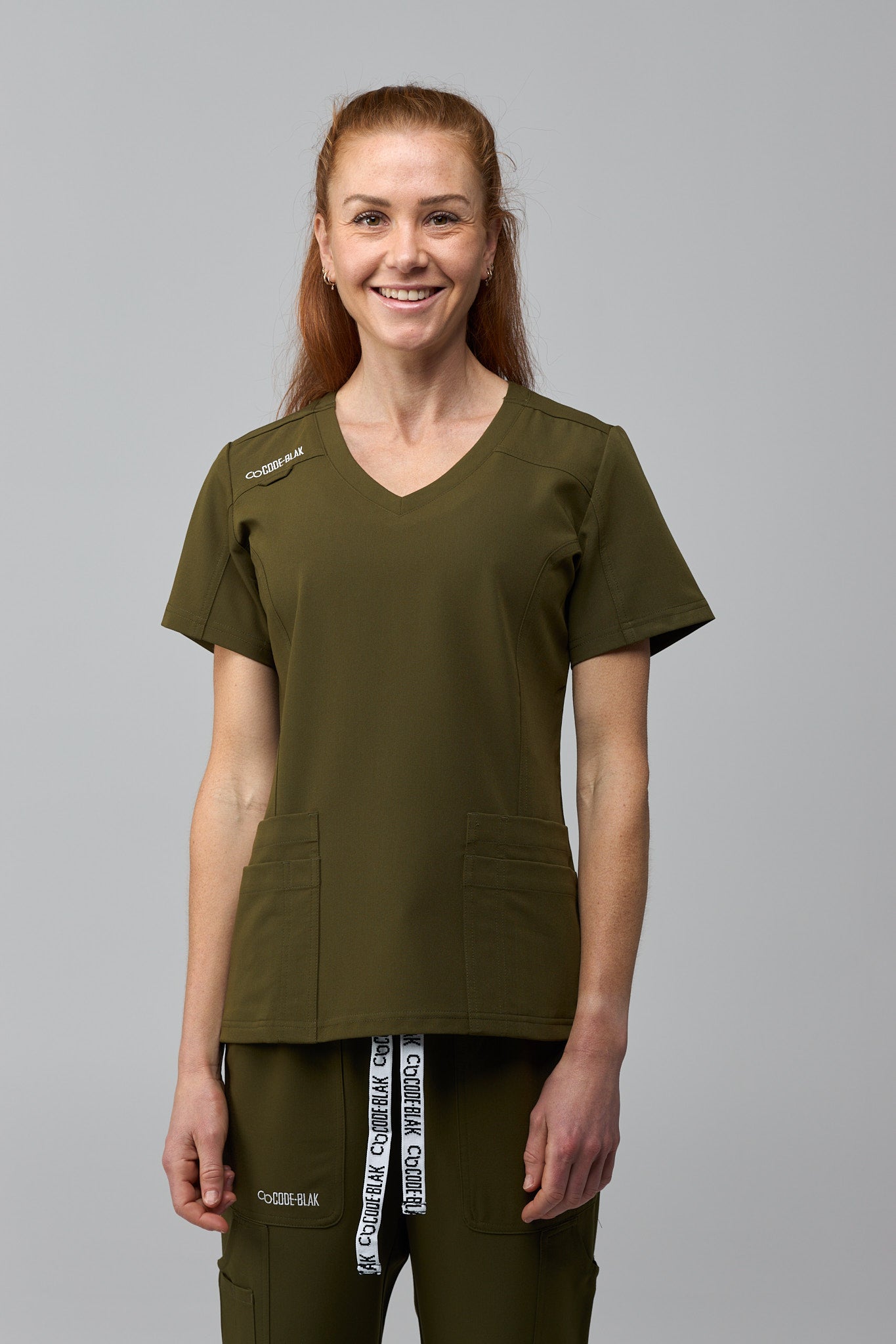 LuxeFlex™ V-Neck Scrub Top – Women's Nursing Scrubs | Olive