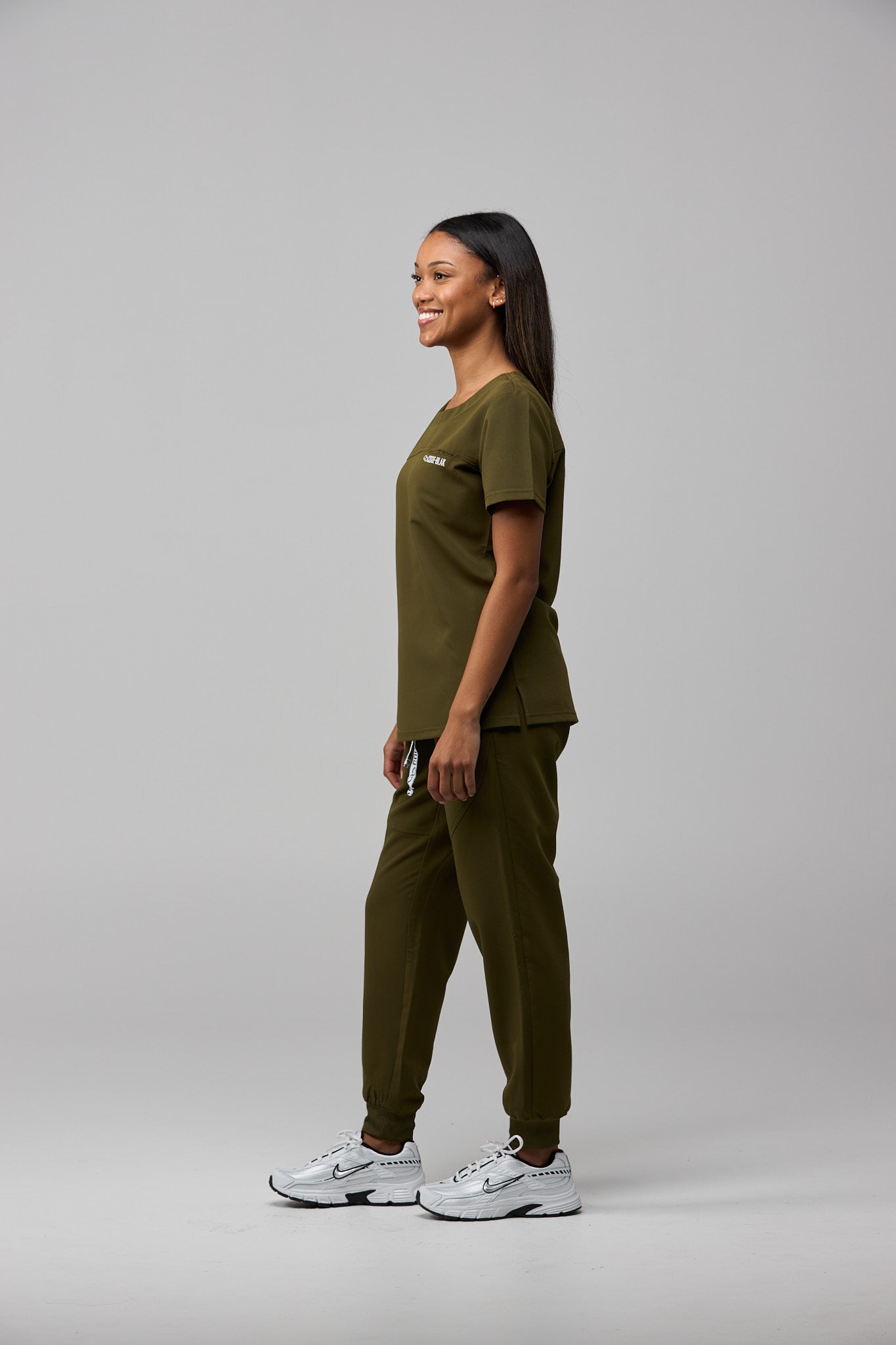 LuxeFlex™ Crew-Neck Scrub Top – Women's Nursing Scrubs | Olive