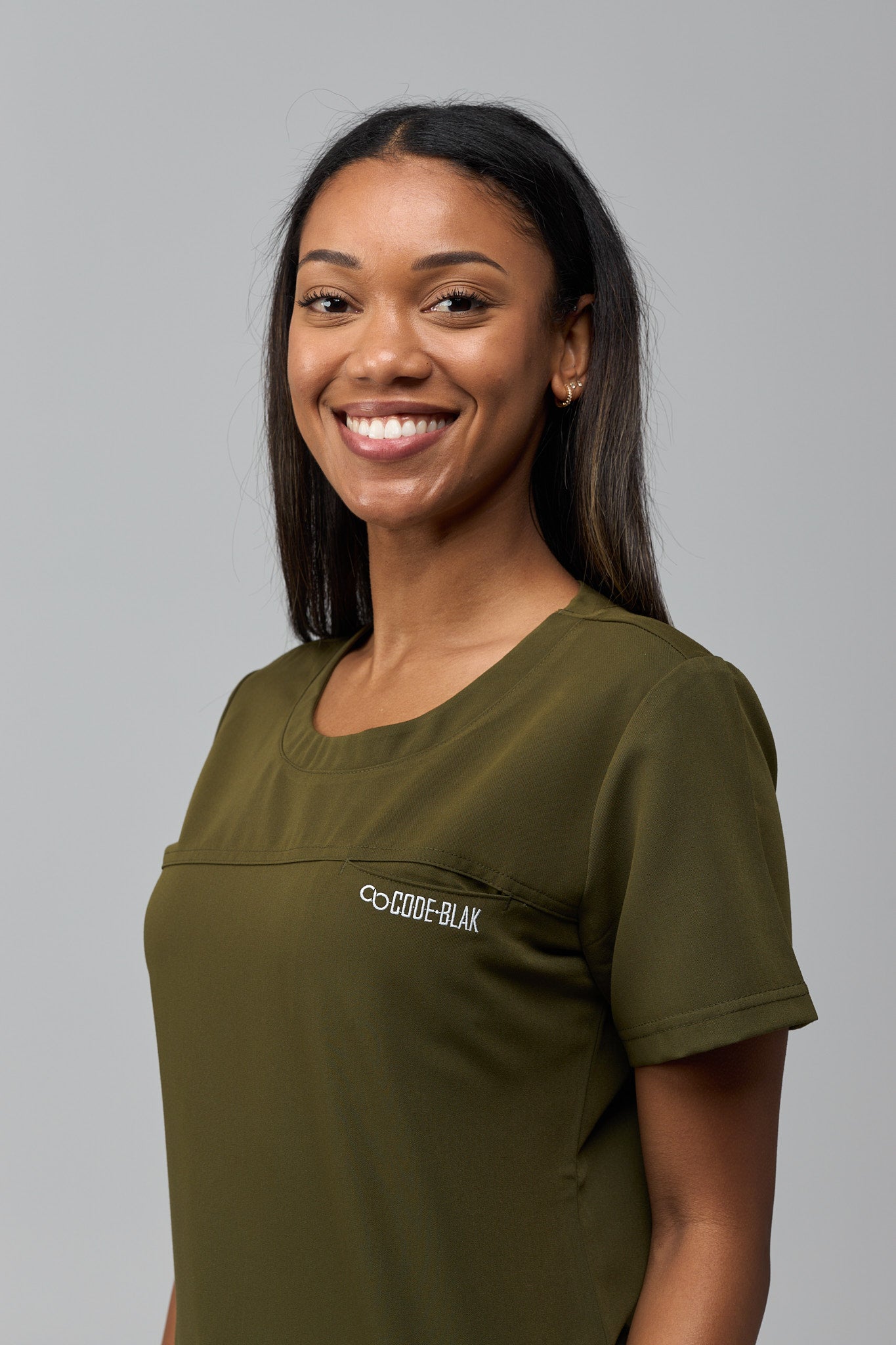 LuxeFlex™ Crew-Neck Scrub Top – Women's Nursing Scrubs | Olive